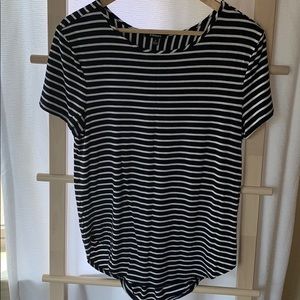 Navy and white striped tunic